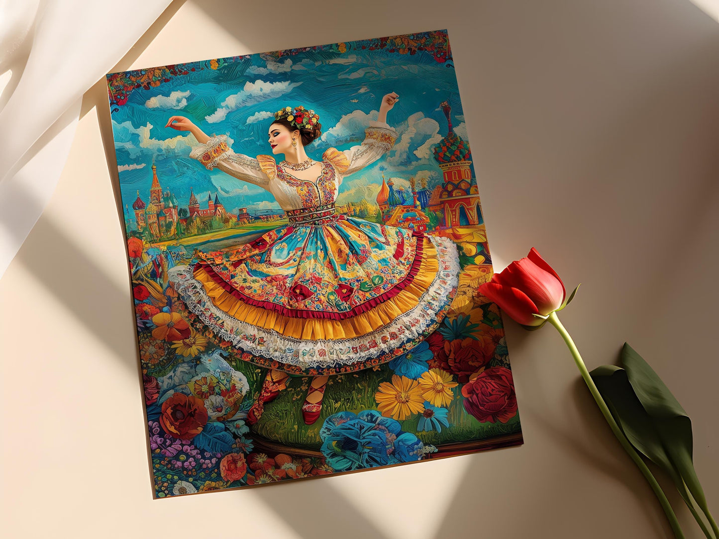 Affiche Danse Kalinka – Impression artistique russe dynamique et colorée