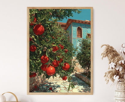 Affiche Verger de Grenadiers – Art de Ferme Iranienne en Vectoriel