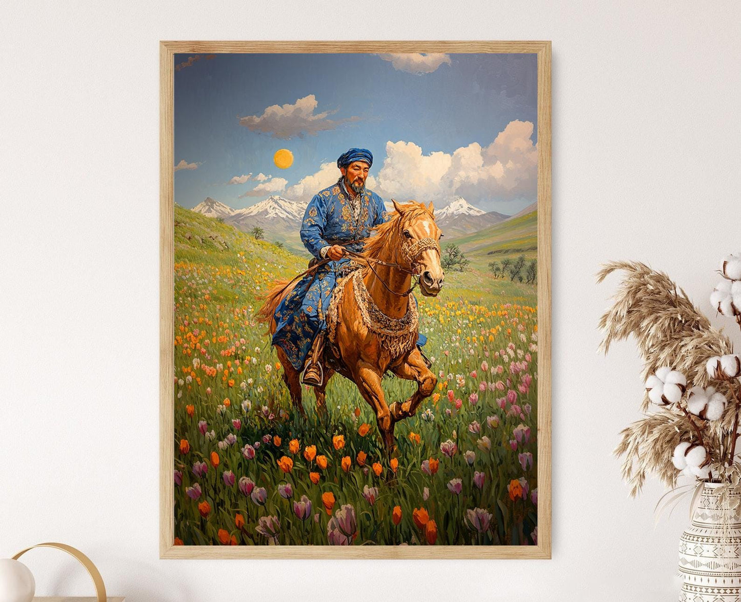 Affiche Cavalier du Steppe Kazakh – Poster Art du Cavalier Nomade