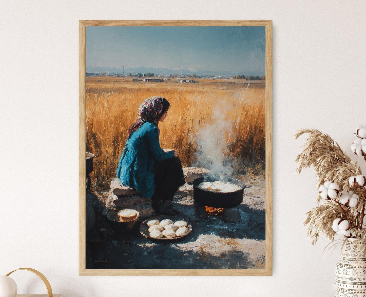 Affiche Baursak Kazakh – Poster Art de Boules de Pâte et Friture