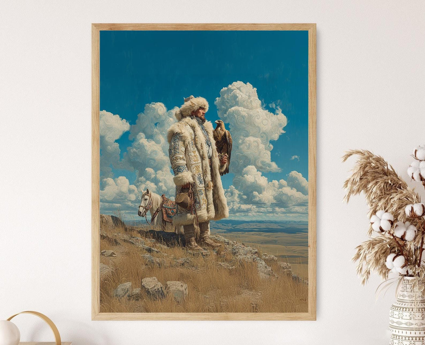 Affiche Chasseur d'Aigles Kazakh – Poster Tradition Nomade Altai