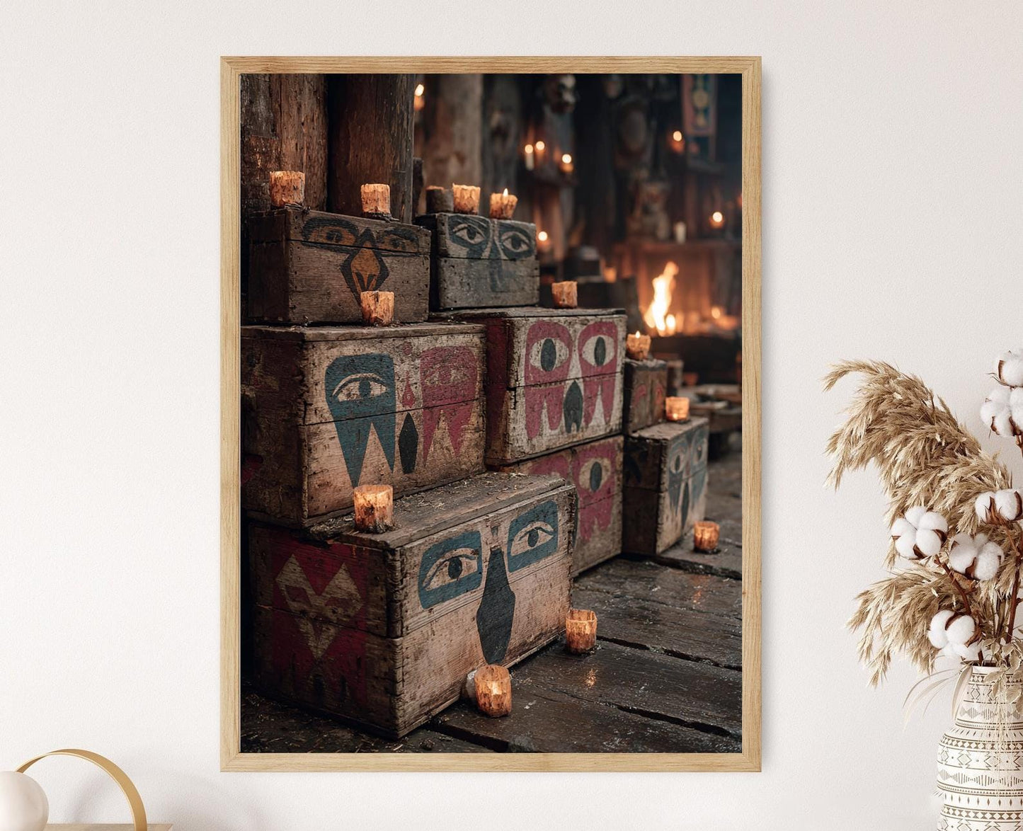 Affiche Caisses Haida – Poster Art des Boîtes Sculptées et Longhouse