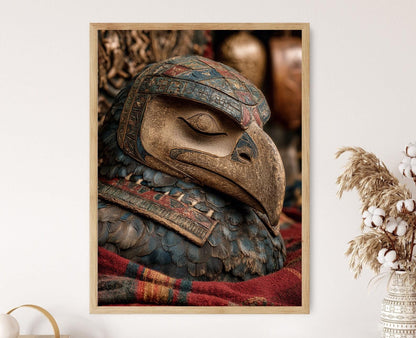 Affiche Coiffe Cérémoniale Haida – Poster Art Indigène Orca et Abalone