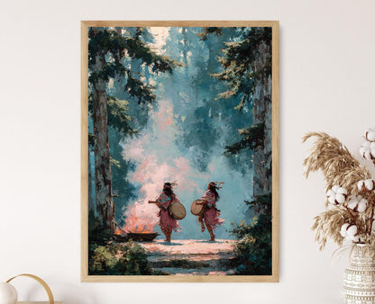 Affiche Danse Chilkat des Femmes Haida – Art Indigène en Forêt