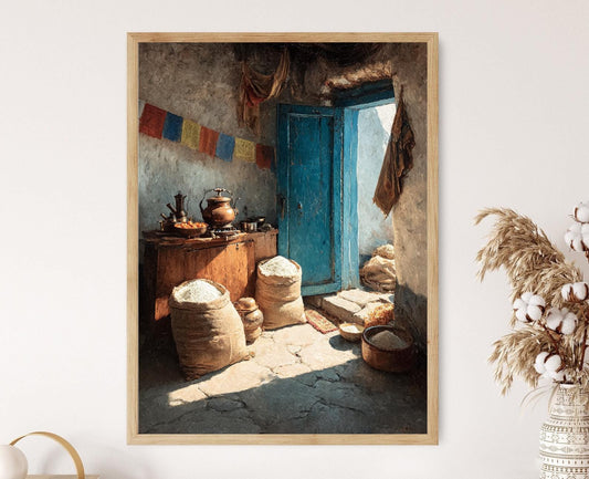 Affiche Cuisine Nomade Tibétaine – Poster Art Populaire Spirituel