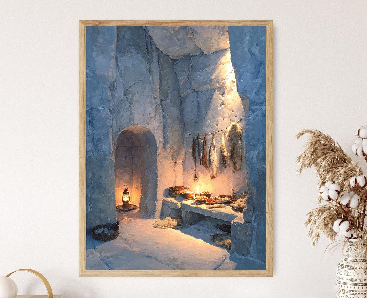 Affiche de Cuisine Inuit – Poster Art de Coin de Cuisine avec Lampe à Huile