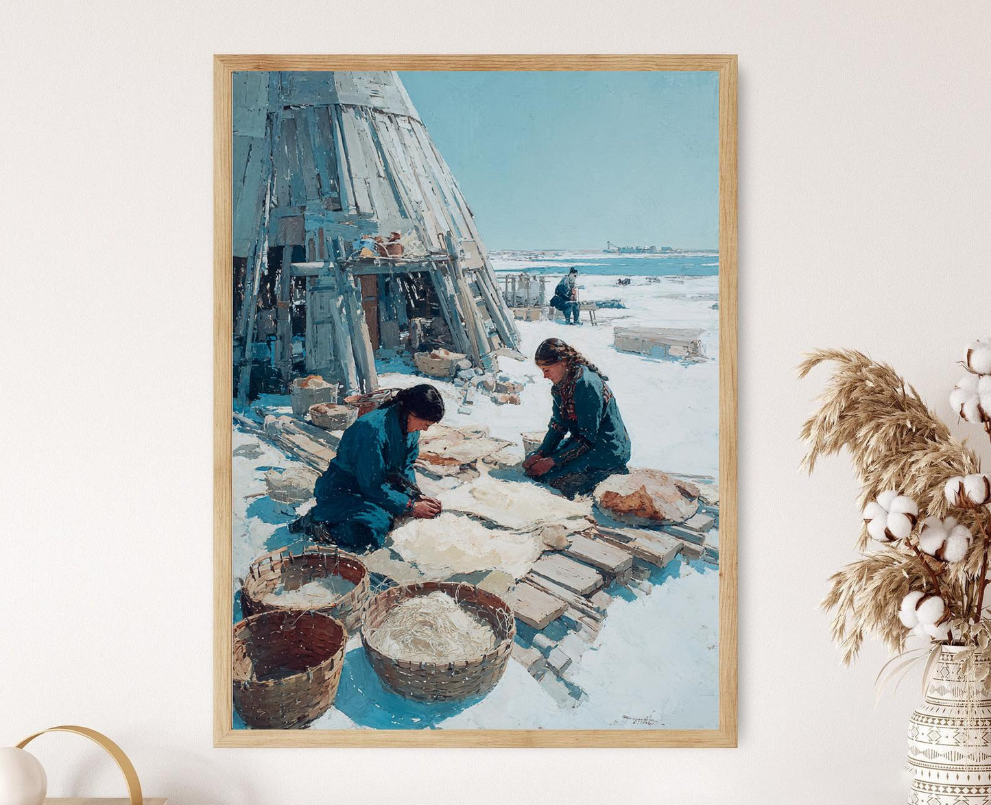 Affiche Femmes Inuit – Poster Peinture en Peau de Phoque Arctique