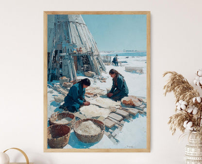 Affiche Femmes Inuit – Poster Peinture en Peau de Phoque Arctique