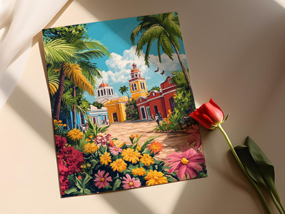 Affiche Cuba – Poster de la Plaza Mayor, Sancti Spíritus, Architecture Coloniale