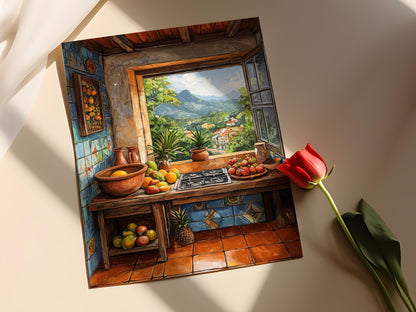 Affiche Cuisine Brésilienne – Poster de Carreaux Colorés et Fruits Tropicaux