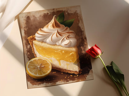 Affiche Tarte au Citron Meringuée – Poster Peinture Meringue Dorée