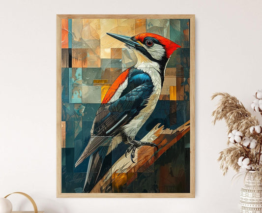 Affiche Pic Vert – Art Coloré pour Amateurs de Nature, Cadeau Idéal