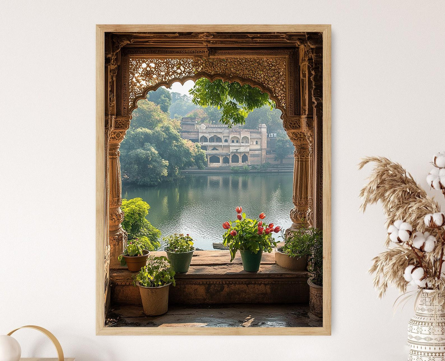 Affiche Ahmedabad – Poster Art du Sabarmati Ashram et Fenêtres Tulsi