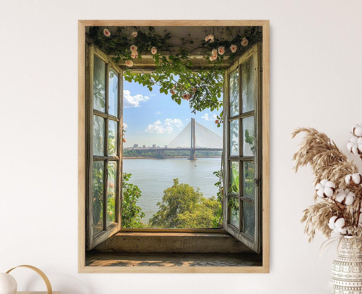 Affiche Kolkata – Imprimé artistique du pont Howrah et vitraux