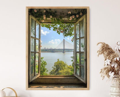 Affiche Kolkata – Imprimé artistique du pont Howrah et vitraux