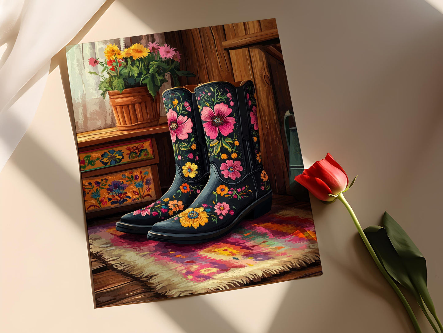 Affiche Bottes Folk Muhu – Poster Illustration de la broderie estonienne