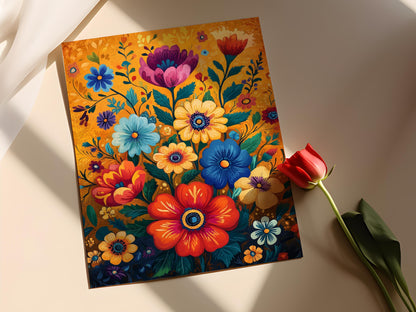 Affiche Tapisserie Bosnienne – Poster Motifs Floraux Bohèmes Éclatants