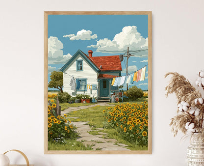 Affiche Iowa - Impression de Jour de Linge : Tabliers à Carreaux, Vent des Prairies