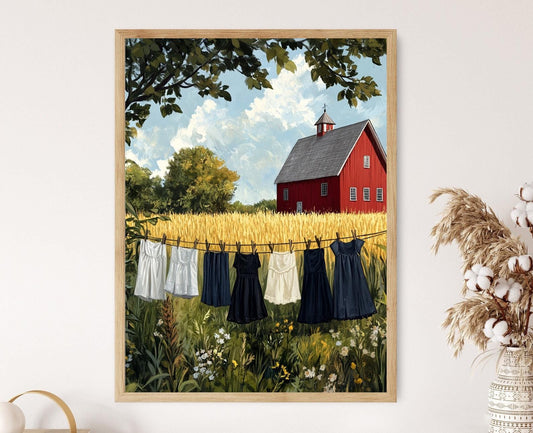 Affiche Champêtre de Pennsylvanie – Poster de Linge Amish et Maïs