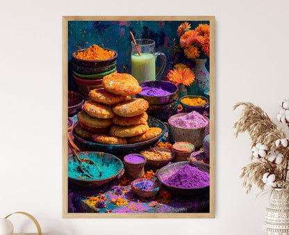 Affiche Holi de Varanasi – Poster Gâteaux de Festival, Art Indien