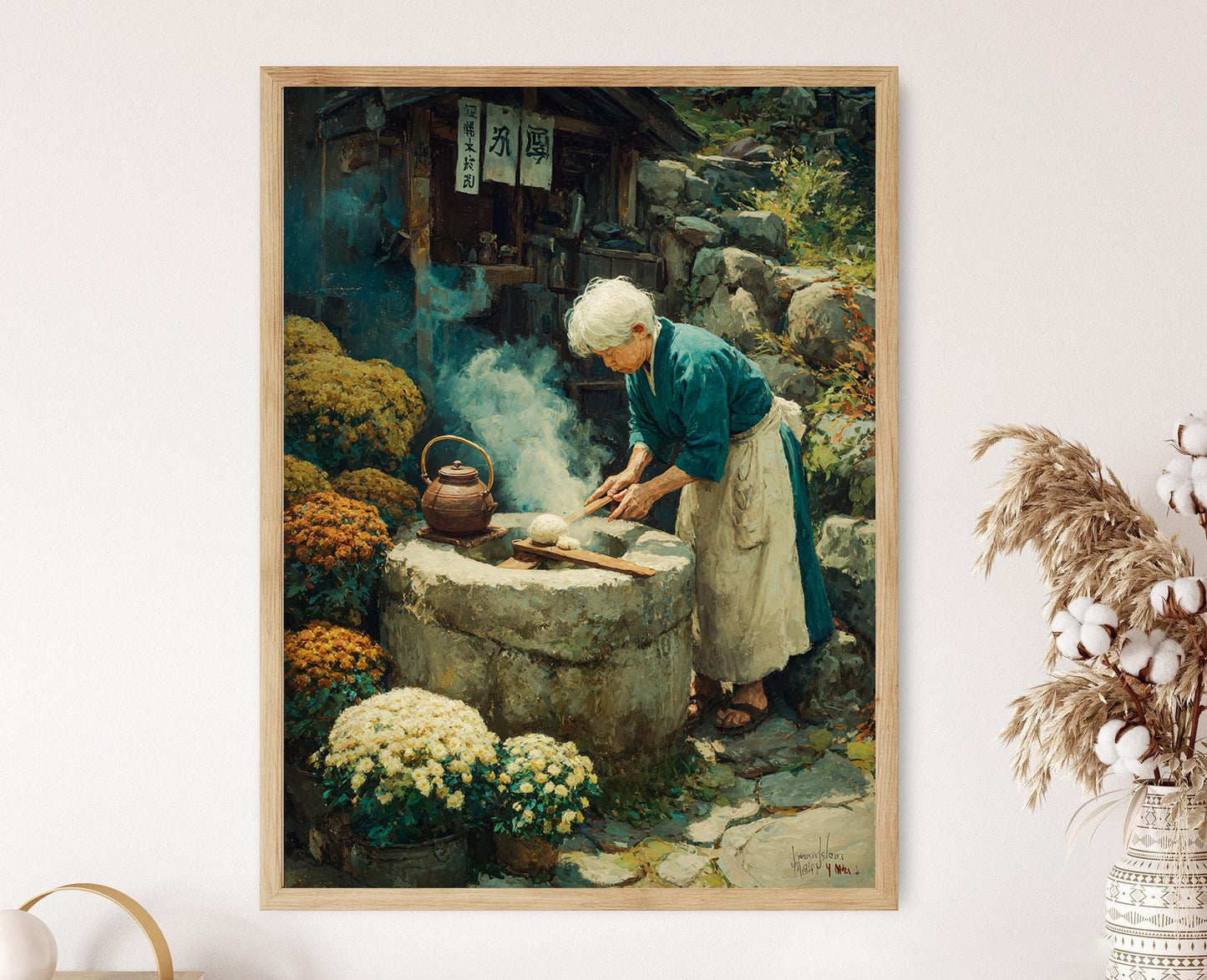 Affiche Mochi Japonais – Impression Art de Décor pour le Nouvel An Neigeux