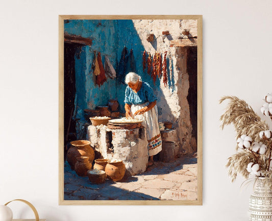 Affiche Abuela Mexicaine – Poster Cuisine Traditionnelle en Cour intérieure