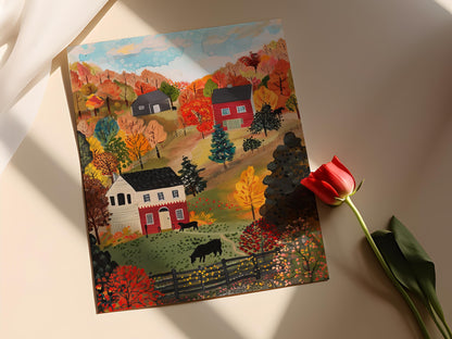 Affiche Vie de Ferme Charmante – Peinture Style Grandma Moses