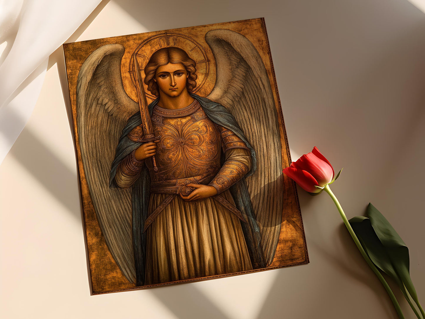 Affiche Archange Michel – Poster Art byzantine religieuse, impression chrétienne