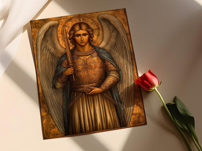 Affiche Archange Michel – Poster Art byzantine religieuse, impression chrétienne