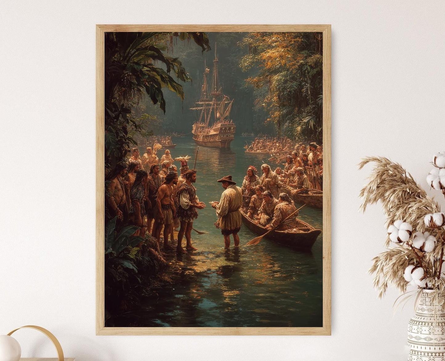 Affiche Rencontre de Colomb et des Natifs – Poster Peinture Taino