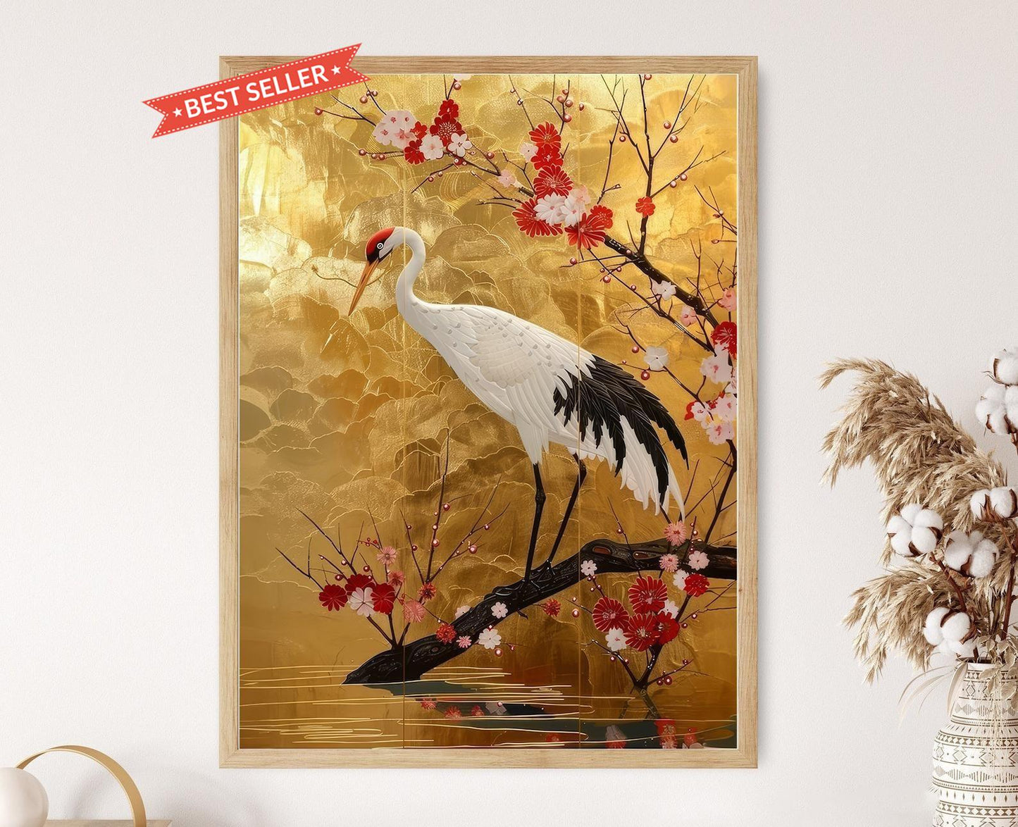 Affiche Grue Japonaise – Impression Art de Rivière Élégante