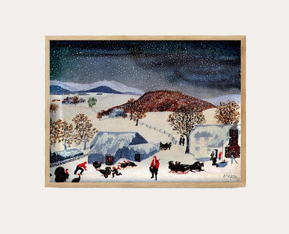 Affiche de Thanksgiving – Impression naïve de Grandma Moses, 1943