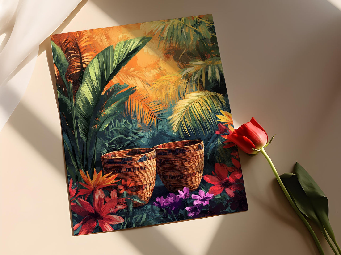 Affiche Panier en Feuilles de Banane – Art Africain Unique