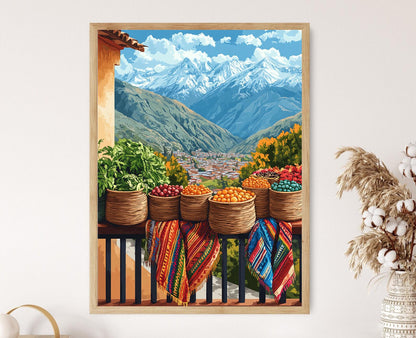 Affiche Marché de Balcon à La Paz – Poster Art de Rue Bolivien