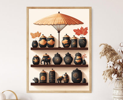 Affiche Éléphant Birman – Poster en poterie dorée, art du Myanmar