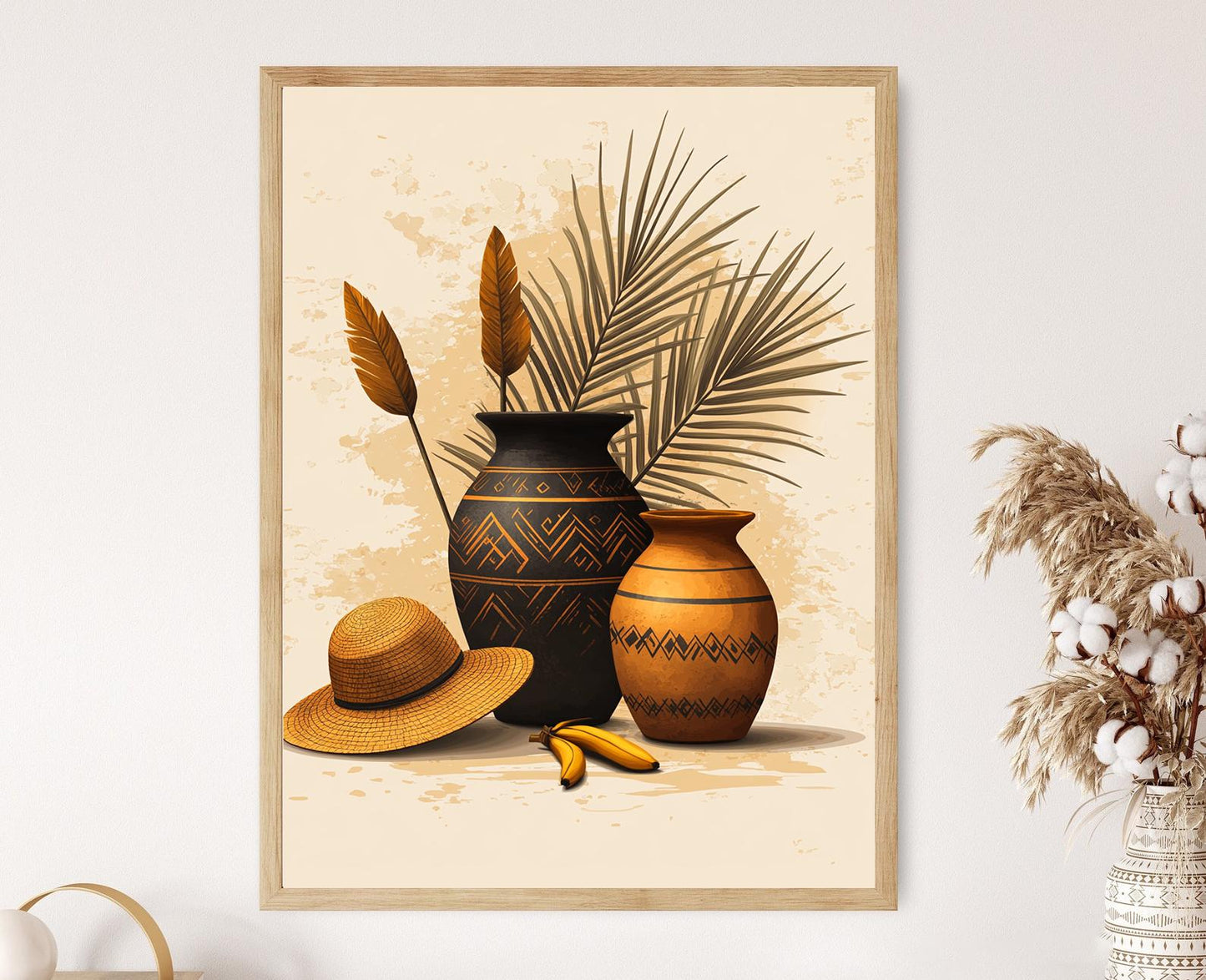 Affiche Batik Javanais – Peinture céramique indonésienne décorative