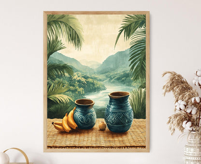 Affiche Art en Poterie du Laos – Impression de Céramique Spiralée