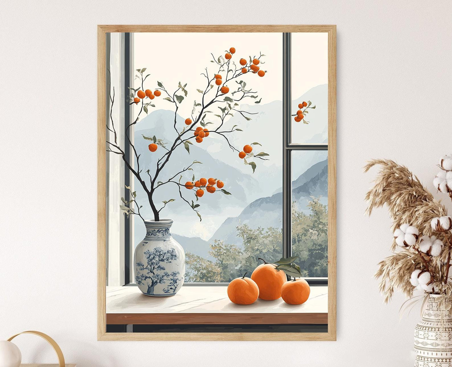 Affiche Pottery Coréenne – Poster Art Céramique Est-Aziatique avec Kaki