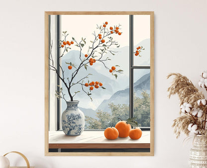 Affiche Pottery Coréenne – Poster Art Céramique Est-Aziatique avec Kaki