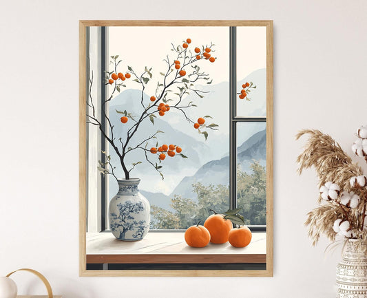 Affiche Pottery Coréenne – Poster Art Céramique Est-Aziatique avec Kaki