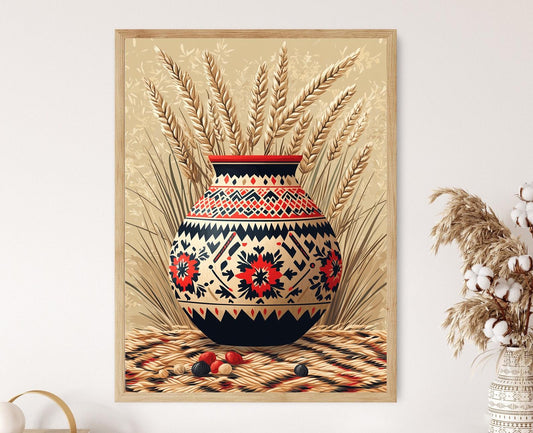 Affiche Art Céramique Slave – Poster Peinture Pysanka et Rushnyk