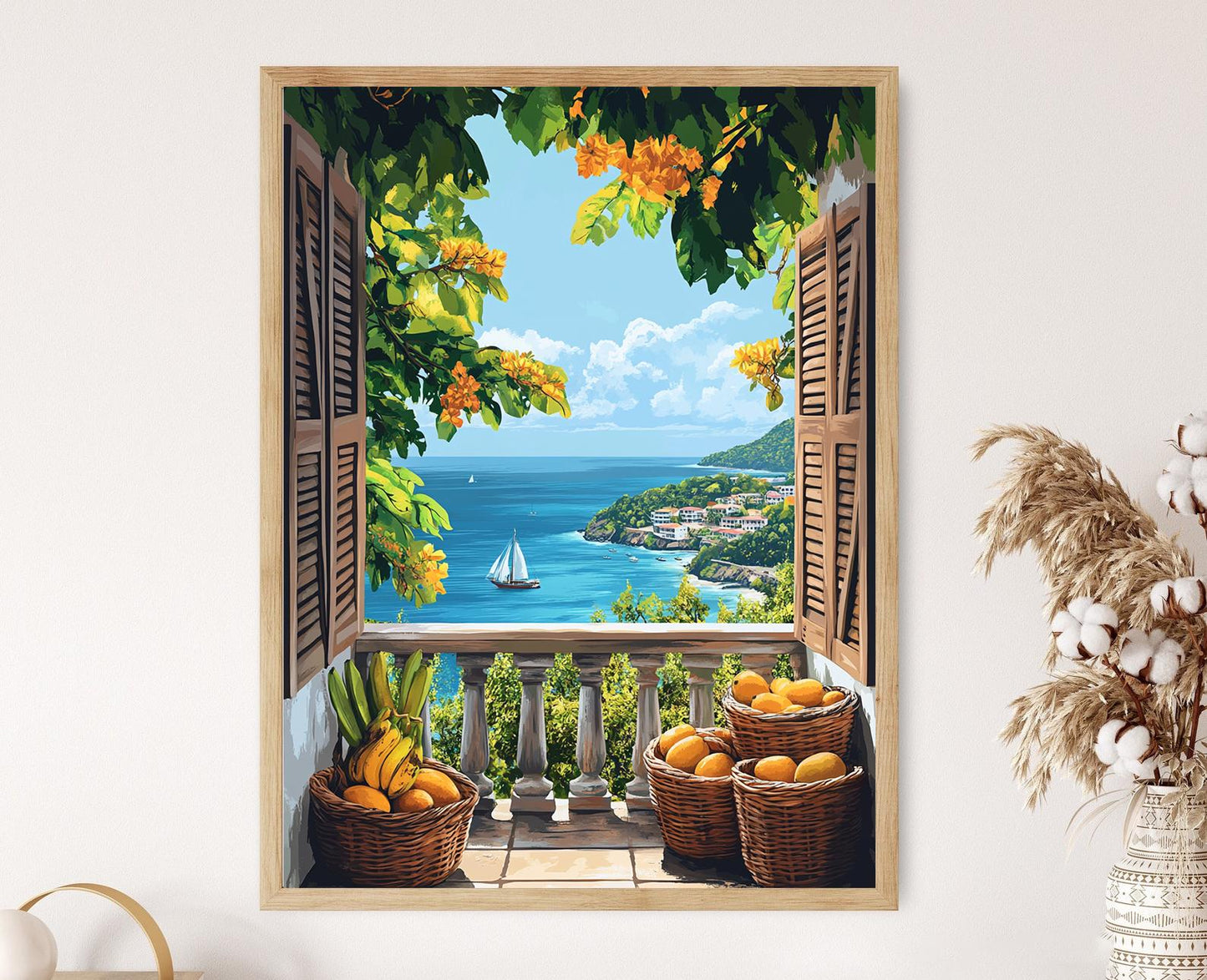 Affiche Castries – Poster Pain de Terre et Dasheen, Art de Sainte-Lucie