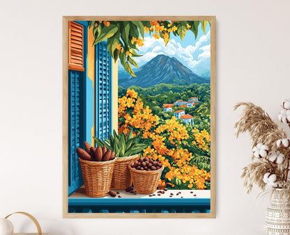 Affiche Panier en Roseau – Poster Art de Marché à Cocoa Bay