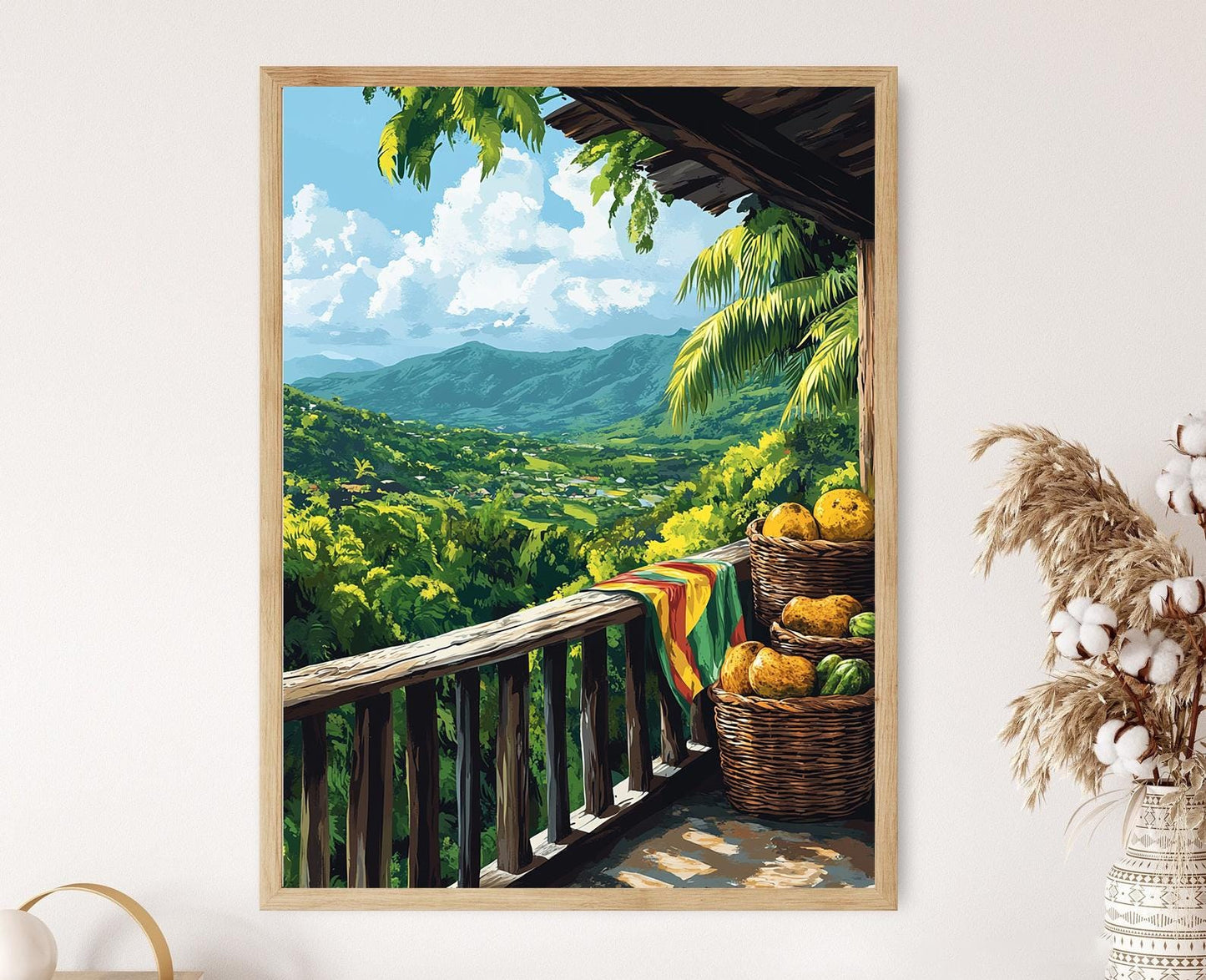 Affiche Kingston – Poster Art de Marché Jamaïcain avec Épices Jerk