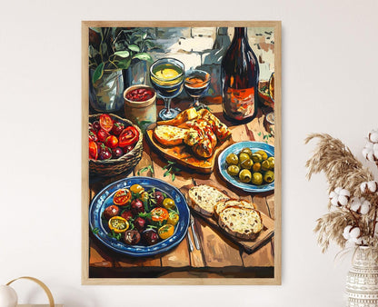 Affiche Cuisine Catalane – Poster Tapas Méditerranéennes et Table Rustique