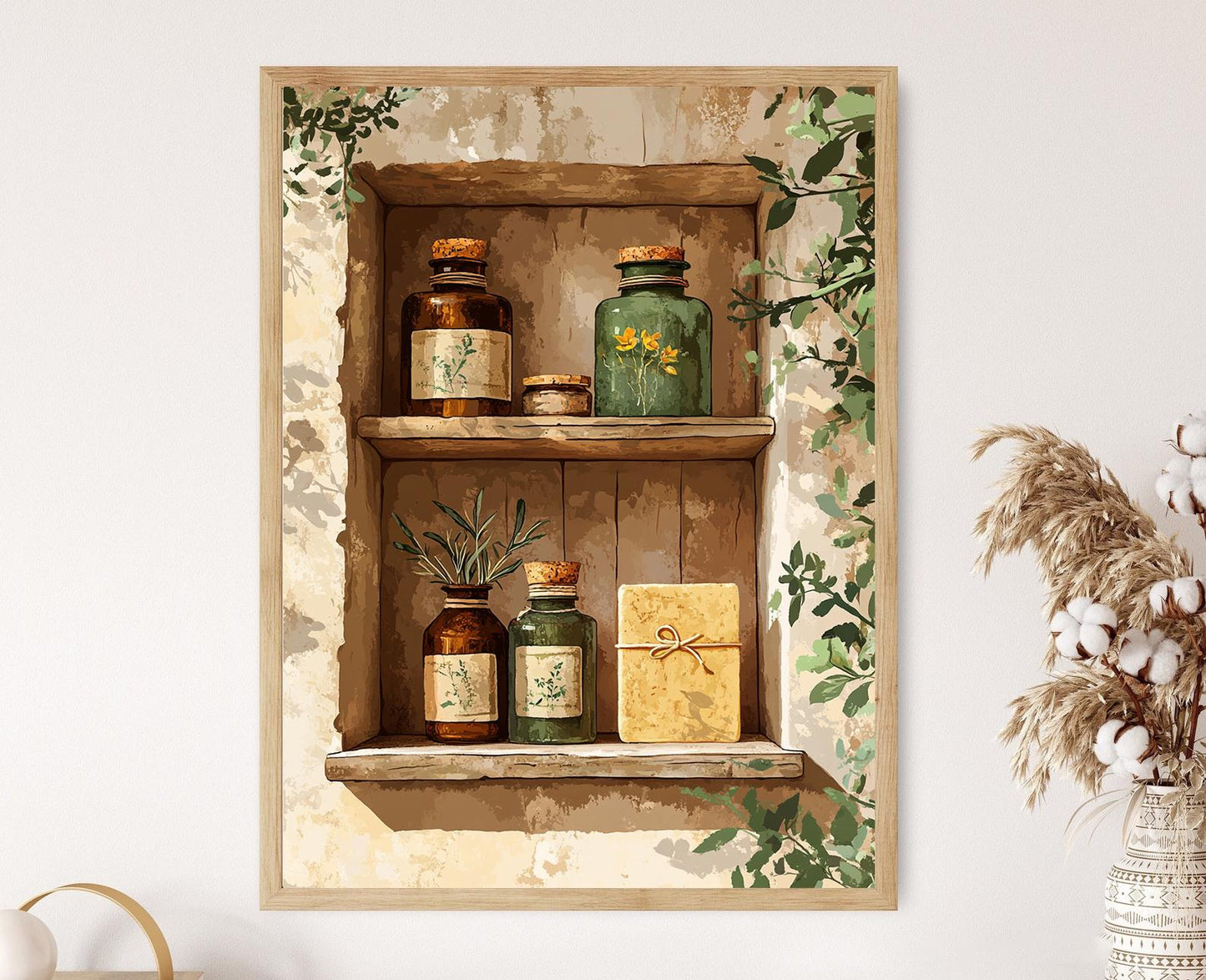 Affiche Médecine Rajasthani – Poster Art Folklorique Ashwagandha & Neem