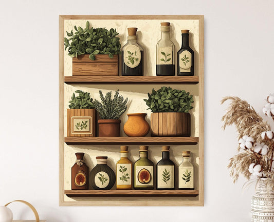 Affiche Médecine Herboriste Grecque – Poster Remèdes de Montagne avec Origan et Huile d'Olive