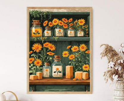 Affiche herbes ukrainiennes – Poster Calendula et cire d’abeille