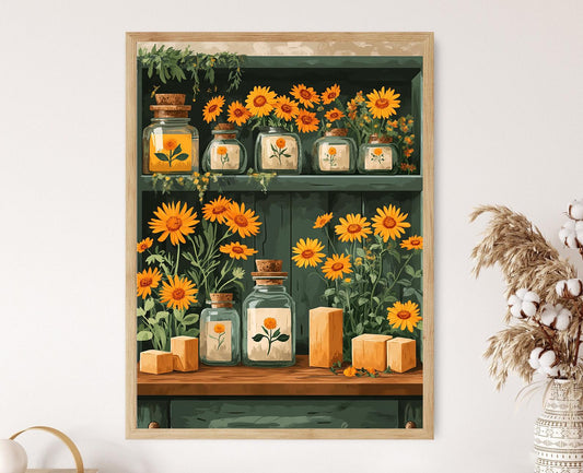 Affiche herbes ukrainiennes – Poster Calendula et cire d’abeille