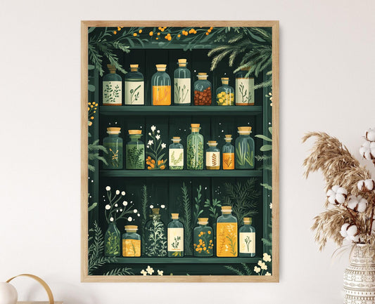 Affiche Médecine Herbaliste Nordique – Poster Remèdes Populaires Scandinaves